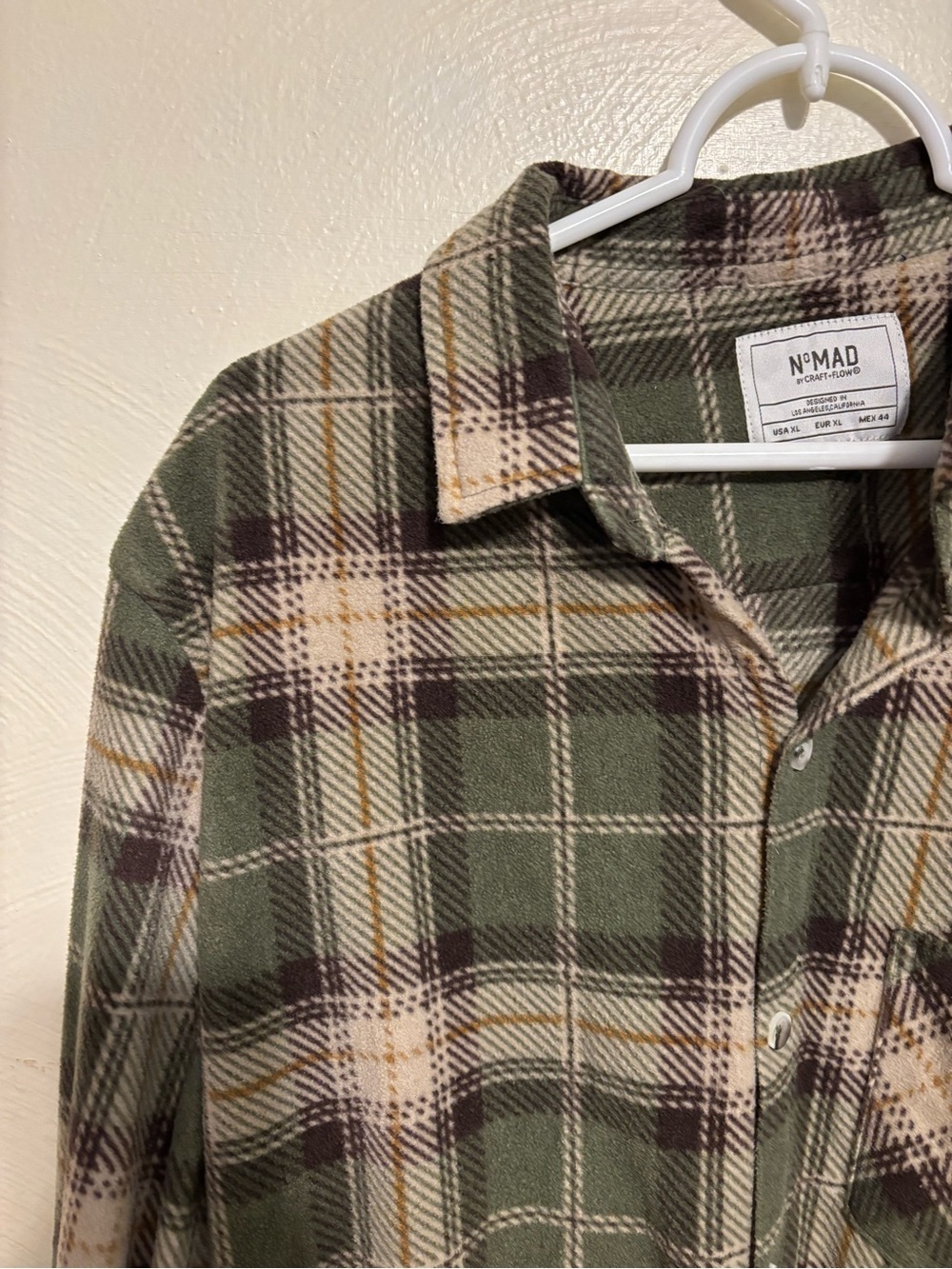 N°MAD Craft + Flow Green Plaid Fleece Flannel Shirt Jacket XL - Picture 6 of 8
